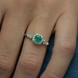 EMERALD & CRYSTAL PROMISE RING